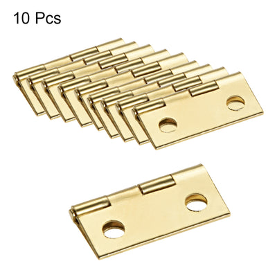 Harfington 0.7" Small  Hinge Jewelry Case Wooden Box Hinges Fittings Golden Plain 10pcs