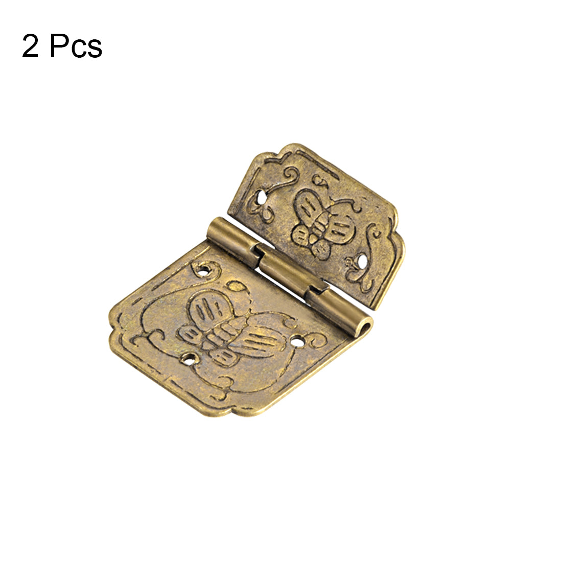 Harfington 0.87" Antique Bronze Hinges Retro Carved Hinge Replacement with Screws 2pcs