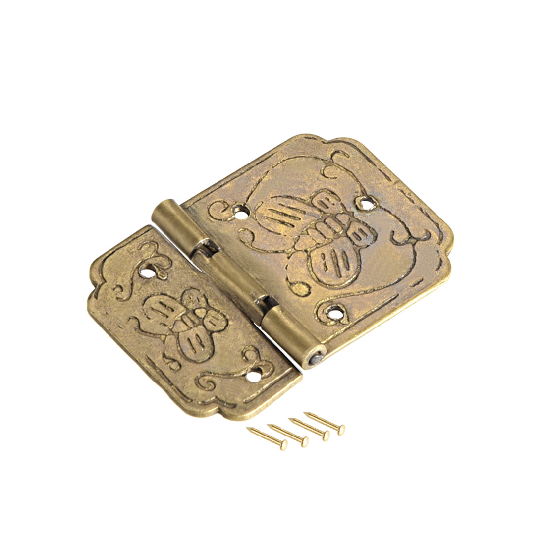 Harfington 0.87" Antique Bronze Hinges Retro Carved Hinge Replacement with Screws 2pcs