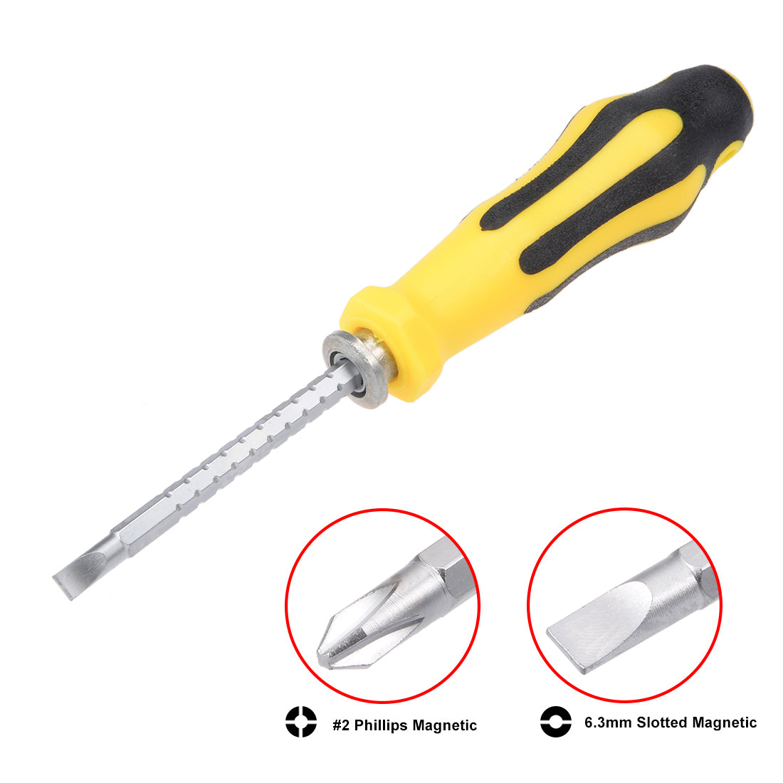 Harfington 2 in 1 Adjustable-Length Screwdriver #2(PH2) Phillips 6.3mm Slotted Driver Magnetic