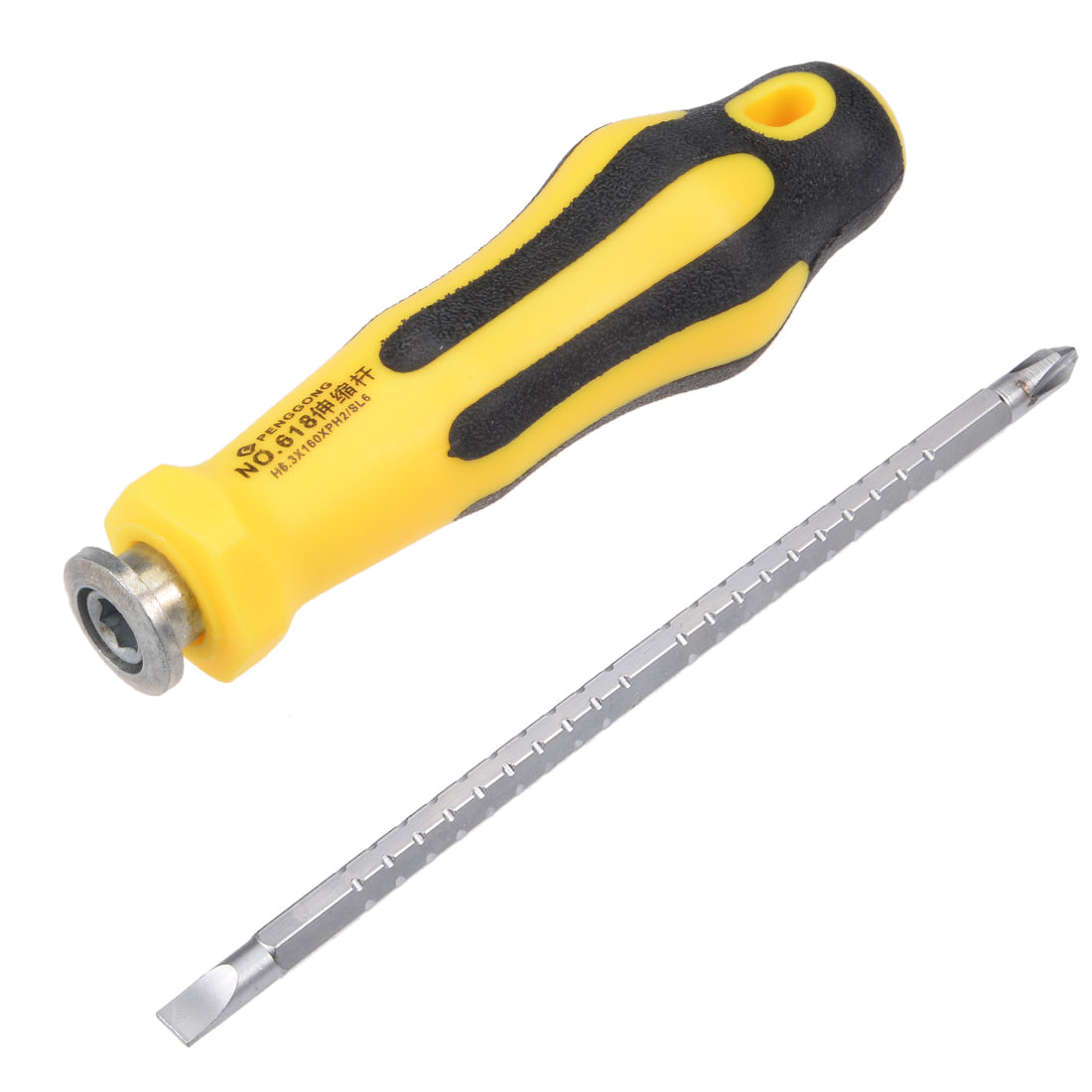 Harfington 2 in 1 Adjustable-Length Screwdriver #2(PH2) Phillips 6.3mm Slotted Driver Magnetic