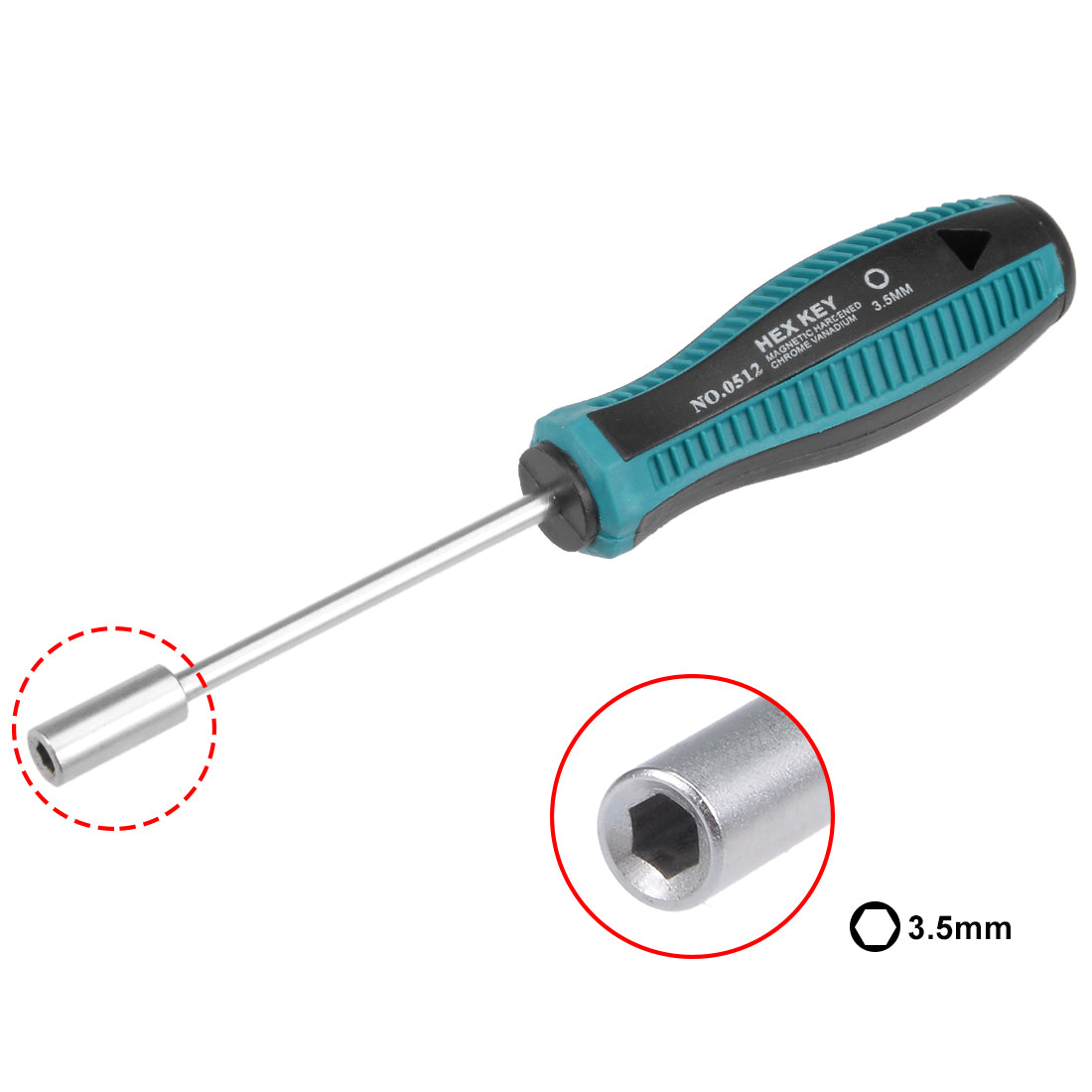 Harfington 3.5mm Non-Magnetic Tip Six Point Hex Nut Driver with 3-Inch Round Shaft