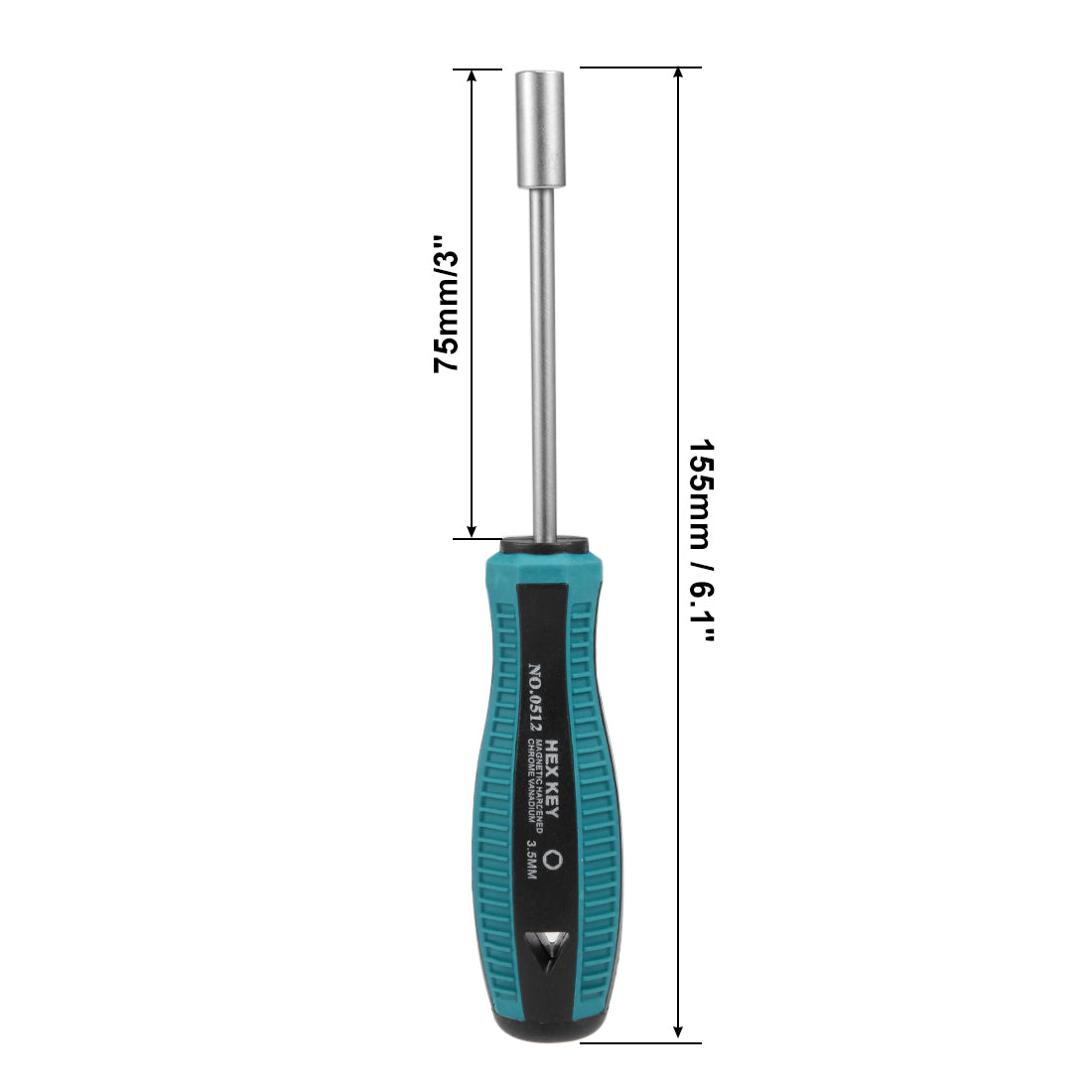 Harfington 3.5mm Non-Magnetic Tip Six Point Hex Nut Driver with 3-Inch Round Shaft