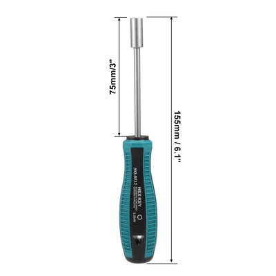 Harfington 3.5mm Non-Magnetic Tip Six Point Hex Nut Driver with 3-Inch Round Shaft