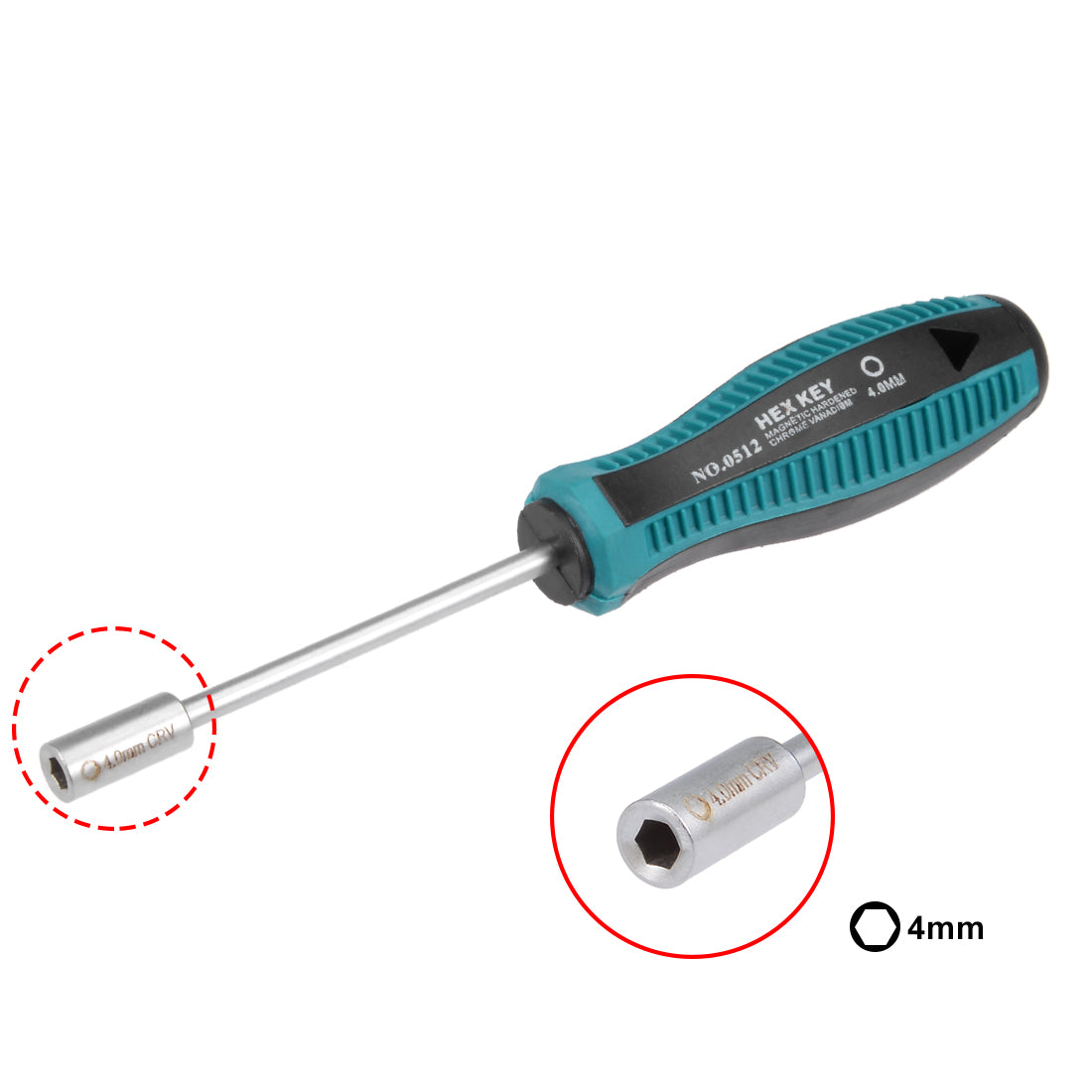 Harfington Non-Magnetic Tip Six Point Hex Nut Driver with Round Shaft