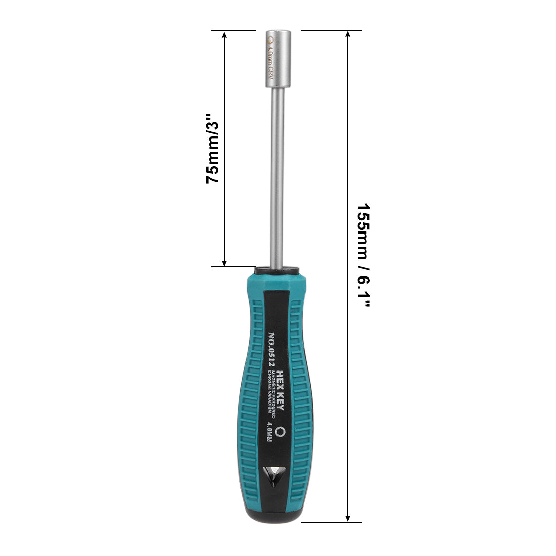 Harfington Non-Magnetic Tip Six Point Hex Nut Driver with Round Shaft