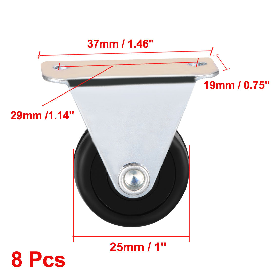 Harfington 1 Inch Casters Wheels Rubber Top Plate Mounted Swivel Fixed Caster Wheel, 11lb Capacity, 4 Pcs (2 Pcs Swivel, 2 Pcs Fixed)