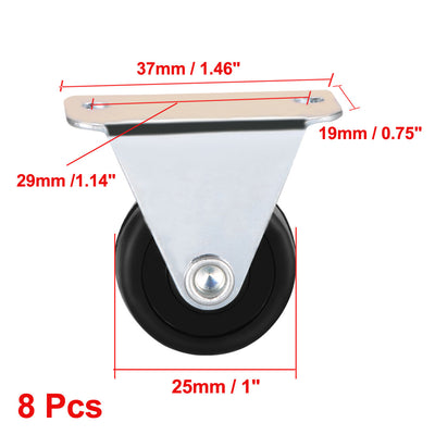 Harfington 1 Inch Casters Wheels Rubber Top Plate Mounted Swivel Fixed Caster Wheel, 11lb Capacity, 4 Pcs (2 Pcs Swivel, 2 Pcs Fixed)