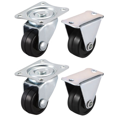 Harfington 1 Inch Casters Wheels Rubber Top Plate Mounted Swivel Fixed Caster Wheel, 11lb Capacity, 4 Pcs (2 Pcs Swivel, 2 Pcs Fixed)