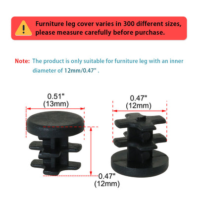 Harfington 13mm 0.51" OD Plastic Tube Inserts Pipe End Covers Caps 8pcs, 0.4"-0.47" Inner Dia, for Furniture Chair Table Eqpt Legs