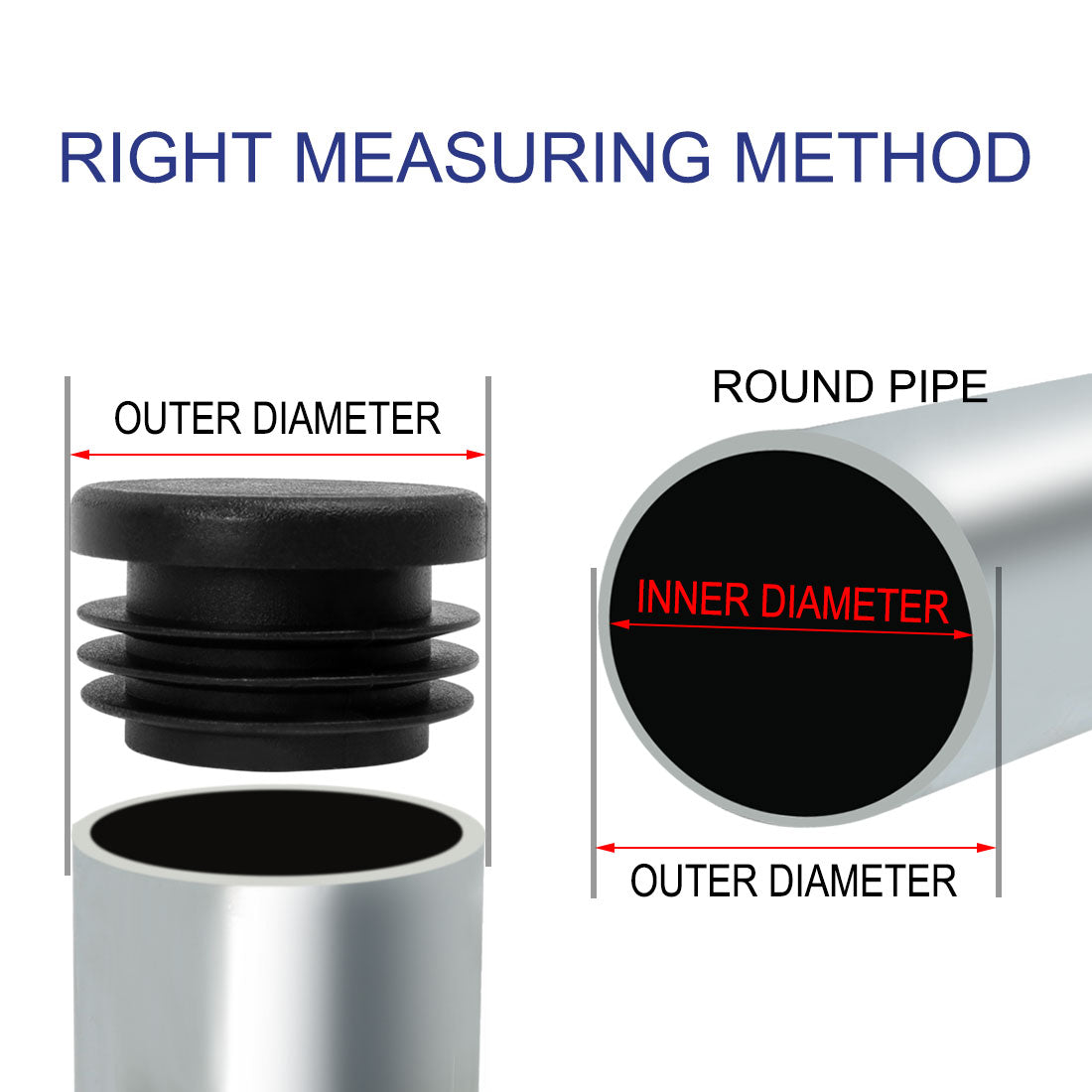 Harfington 1 1/4" 1,26" OD Kunststoffrohreinsätze Rohrkappen 25 Stück, 1,14"-1,22" Innendurchmesser, Blindabdeckung für Tischbeine für zu Hause