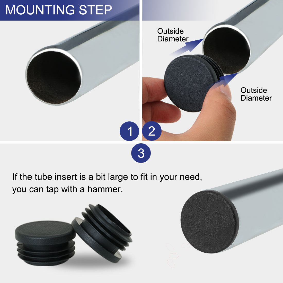 Harfington 1 1/4" 1,26" OD Kunststoffrohreinsätze Rohrkappen 25 Stück, 1,14"-1,22" Innendurchmesser, Blindabdeckung für Tischbeine für zu Hause