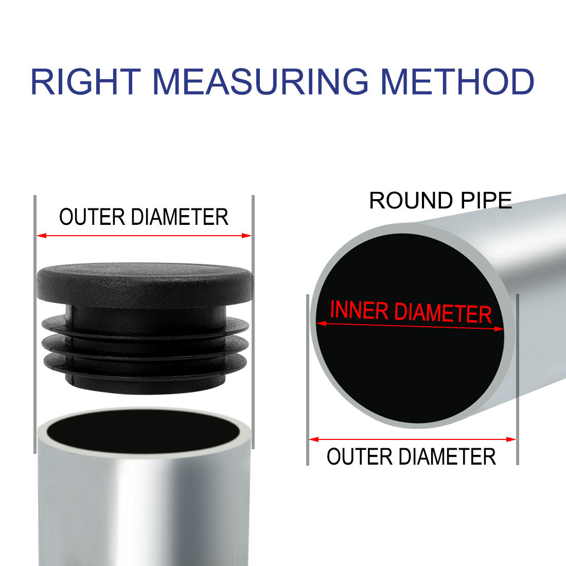Harfington 1 1/2" 38mm OD Kunststoffrohreinsätze Rohrendabdeckungen 16 Stück, 1,38"-1,46" Innendurchmesser, für Fitnessgeräte mit runden Beinen
