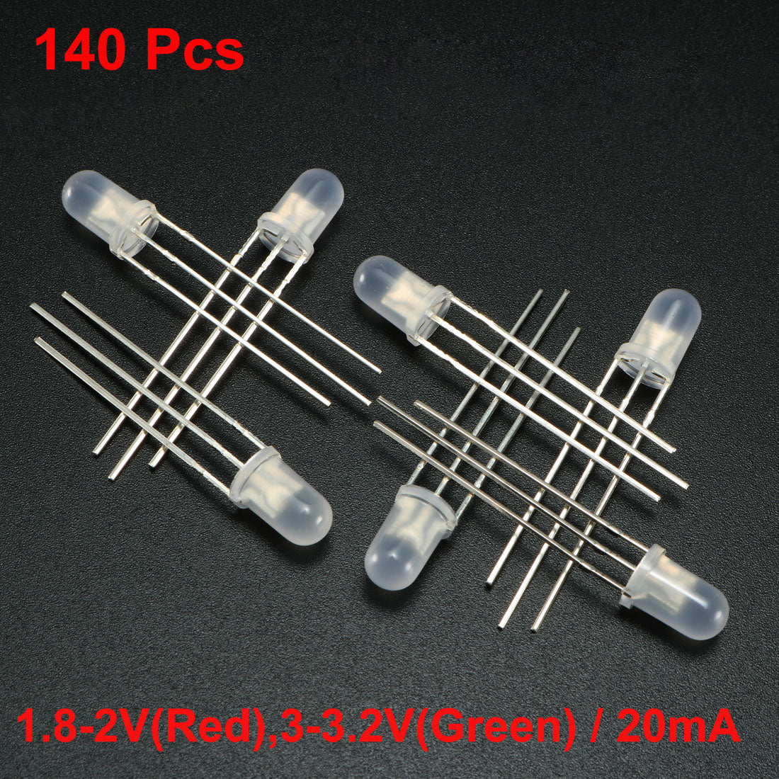 Harfington 140pcs 5mm Red Green Misty Common Cathode LED Diode Light Round 20mA Super Bright Bulb Lighting Lamp Electronic Components Light Emitting Diodes