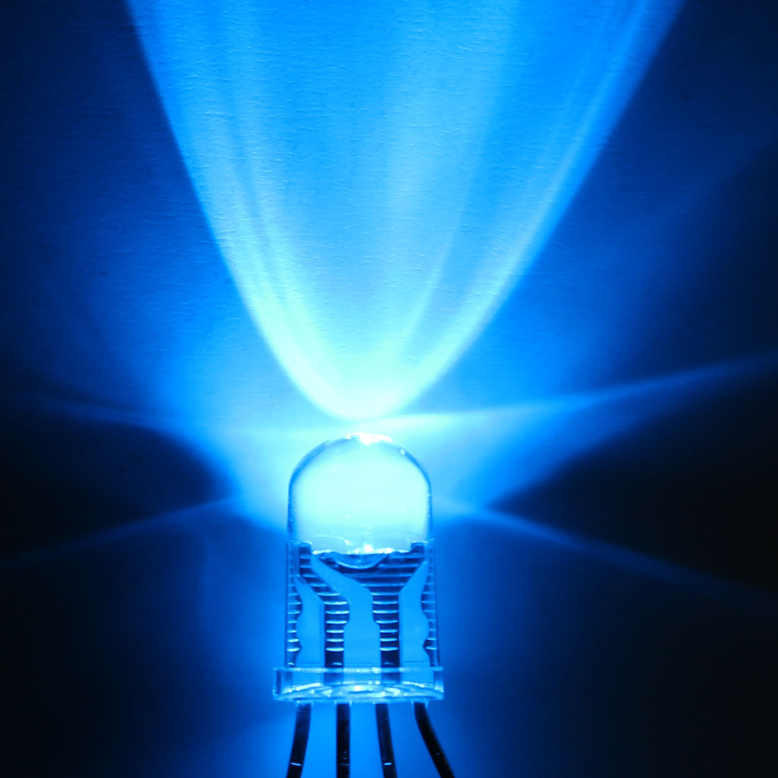 Harfington 150pcs 5mm Dia Red Blue Green 4 Pin LED Diode Lights Clear Round Transparent 20mA Lighting Bulb Lamps Electronic Component Light Emitting Diodes