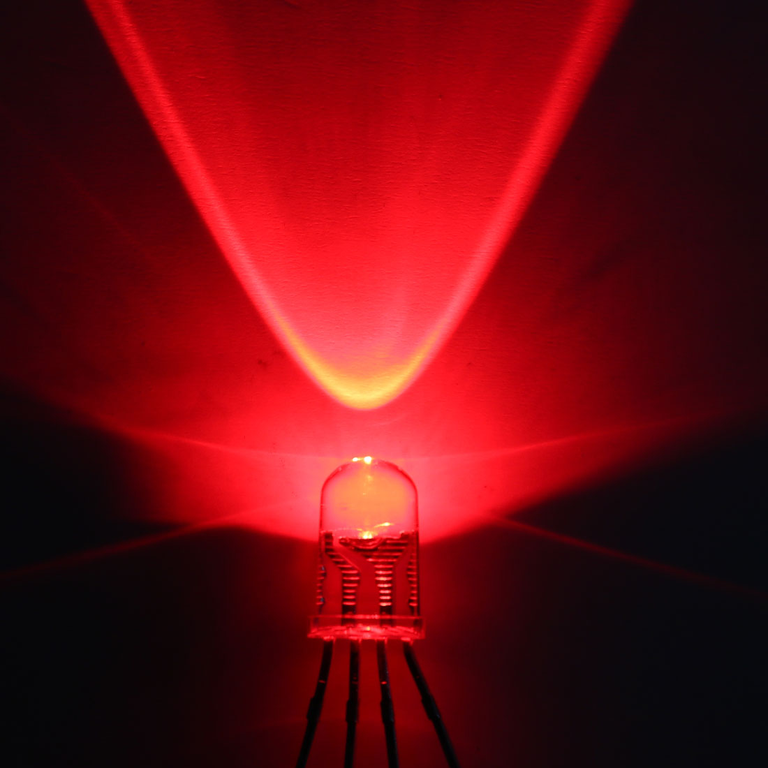 Harfington 150pcs 5mm Dia Red Blue Green 4 Pin LED Diode Lights Clear Round Transparent 20mA Lighting Bulb Lamps Electronic Component Light Emitting Diodes