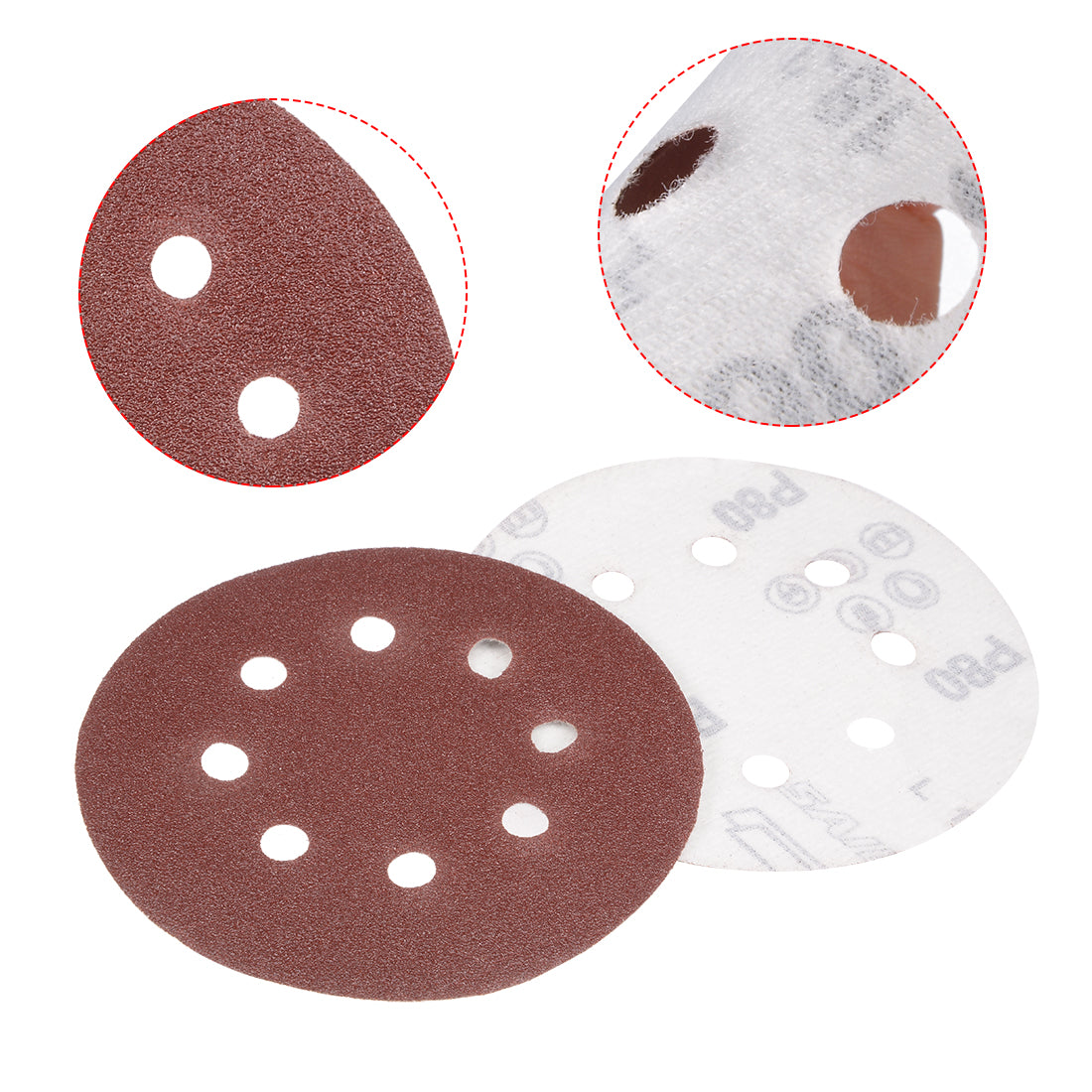 Harfington 5'' 8-hole Hook Loop Sanding Disc Flock Sandpaper