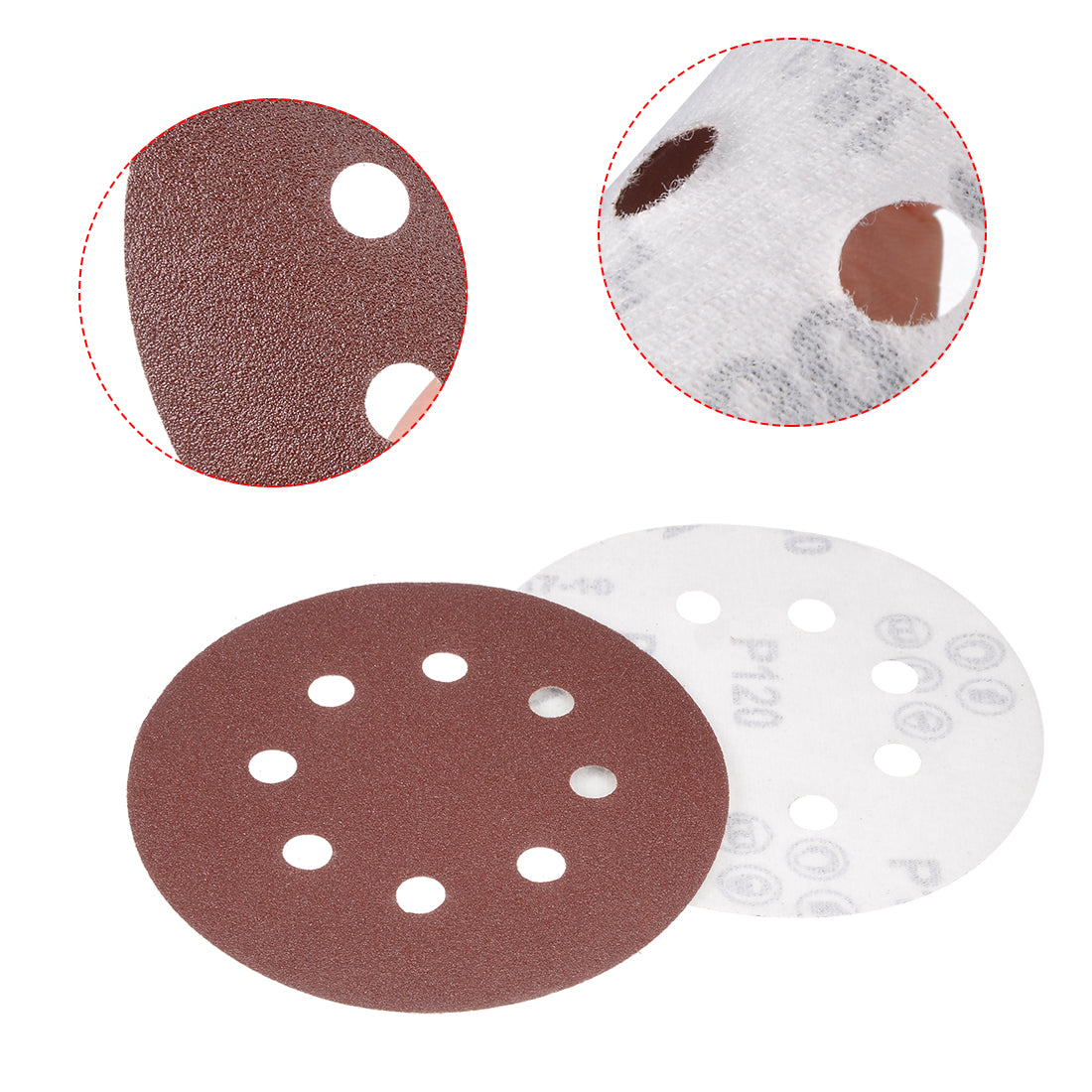 Harfington 5'' 8-hole Hook Loop Sanding Disc Flock Sandpaper