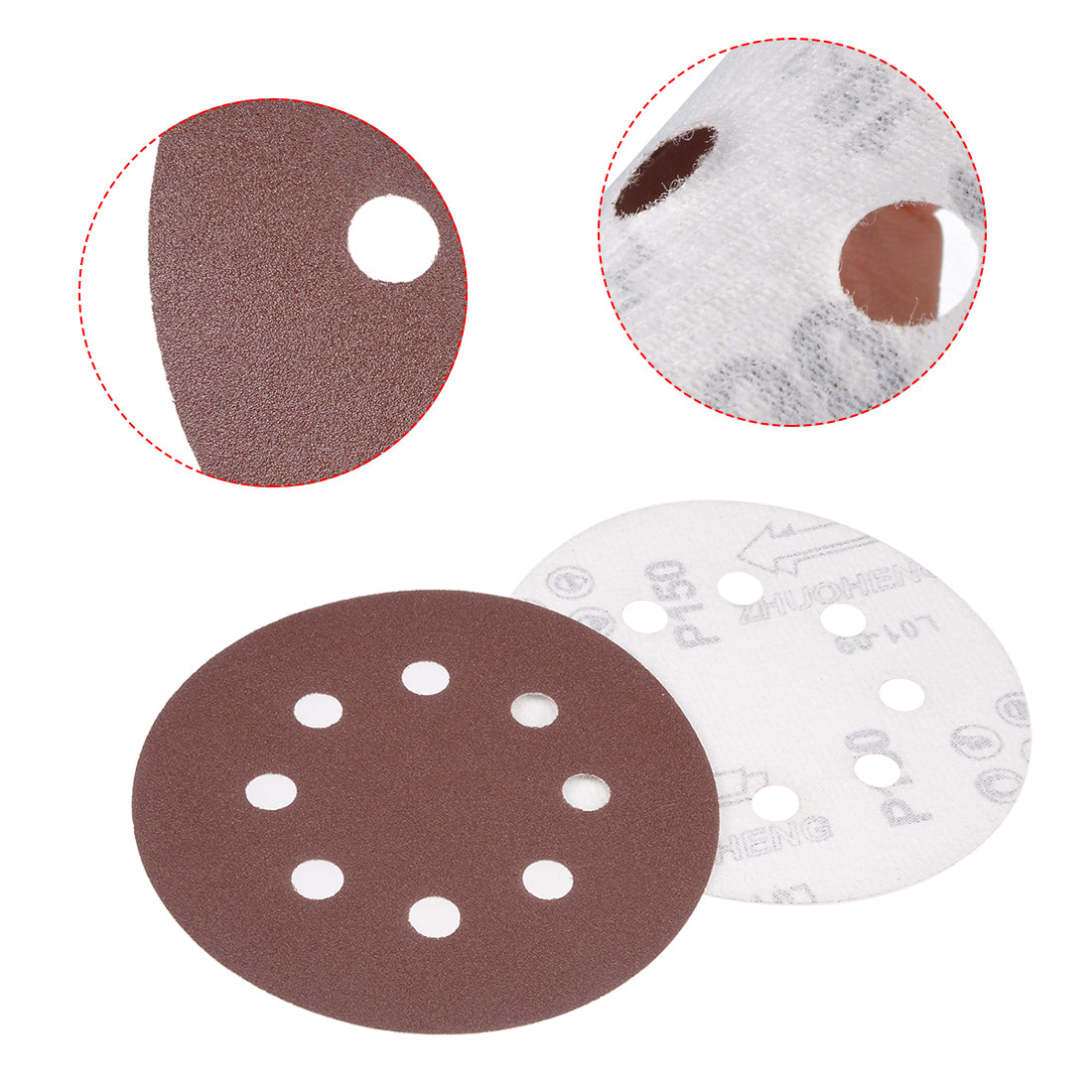 Harfington 5'' 8-hole Hook Loop Sanding Disc Flock Sandpaper