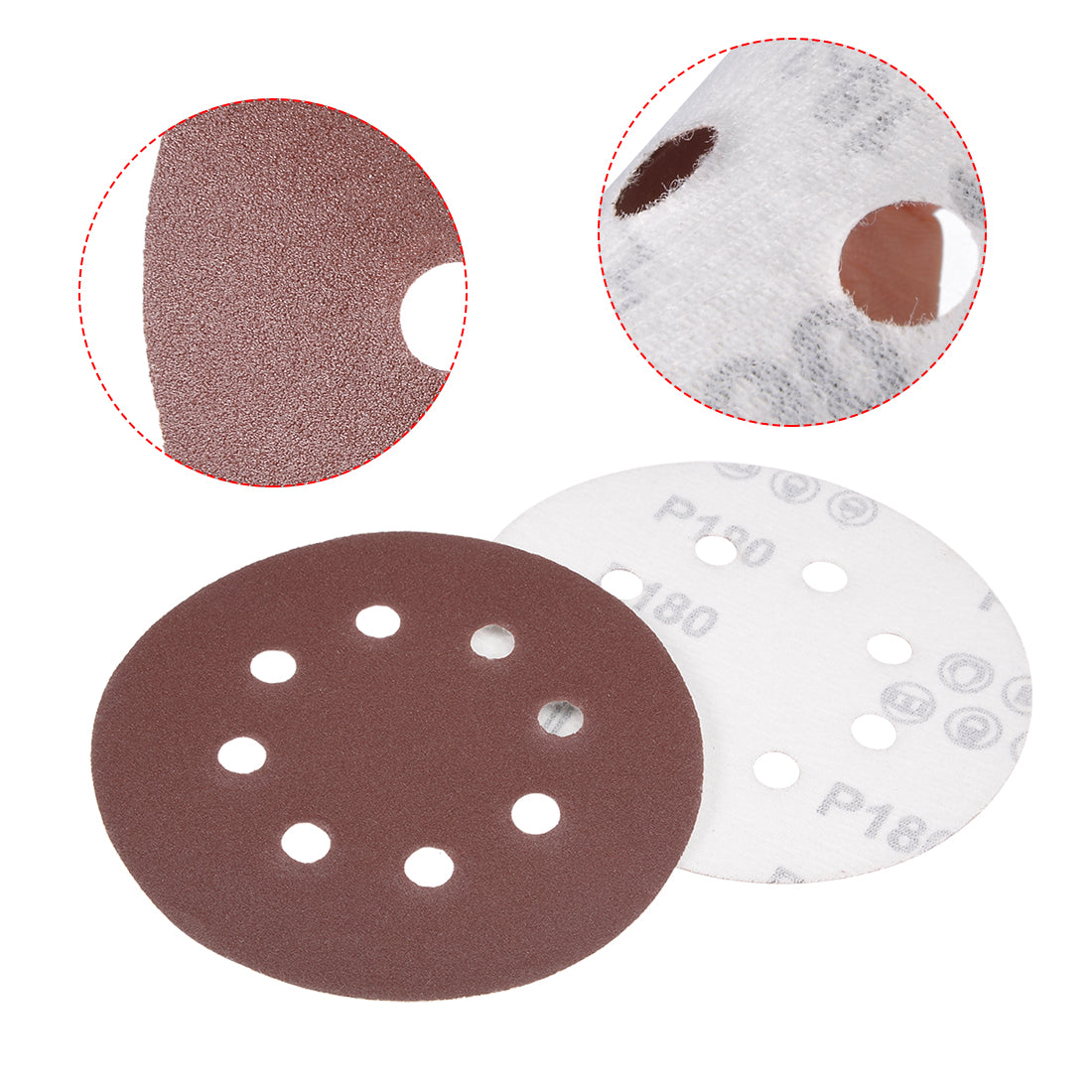 Harfington 5'' 8-hole Hook Loop Sanding Disc Flock Sandpaper