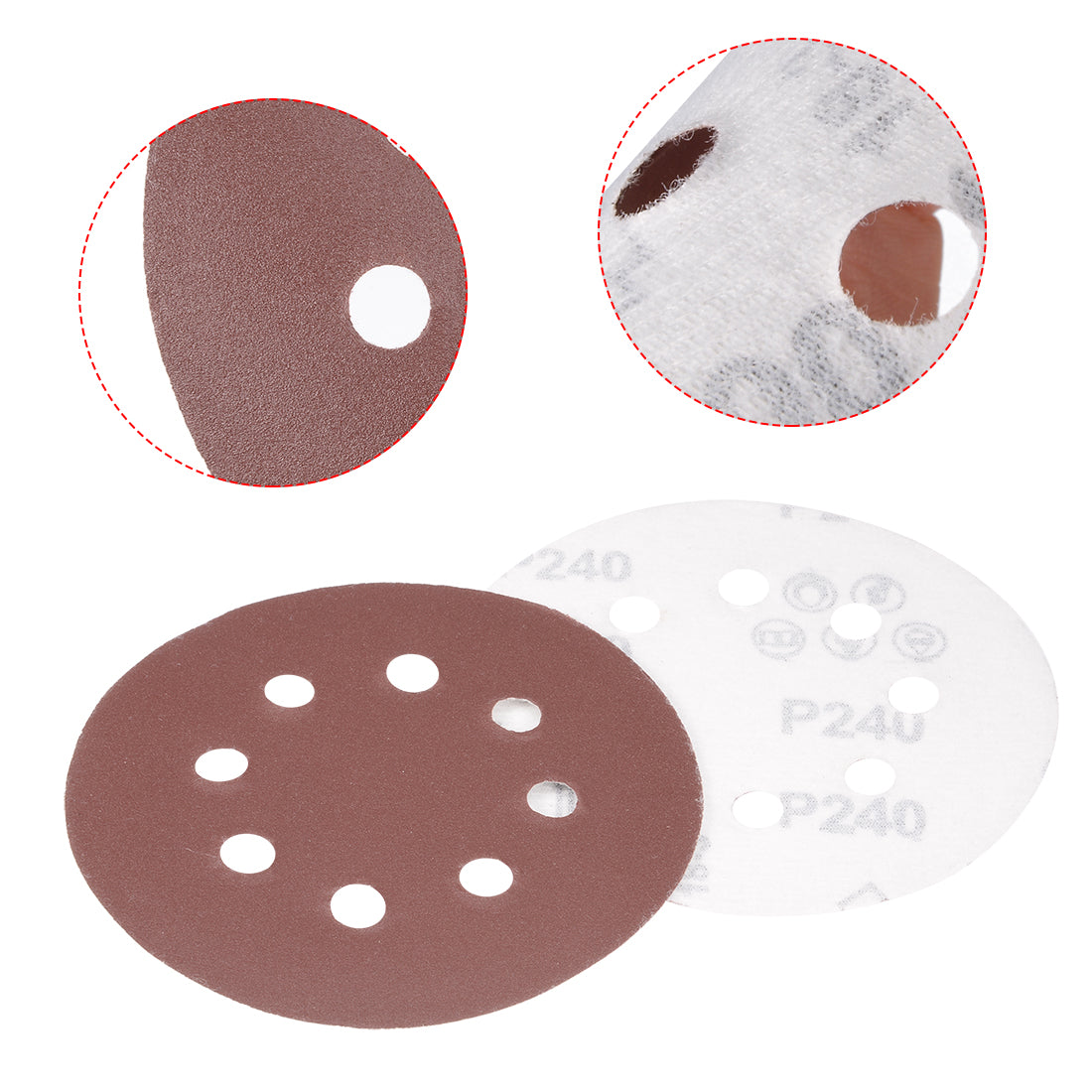 Harfington 5'' 8-hole Hook Loop Sanding Disc Flock Sandpaper