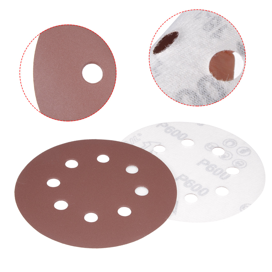 Harfington 5'' 8-hole Hook Loop Sanding Disc Flock Sandpaper