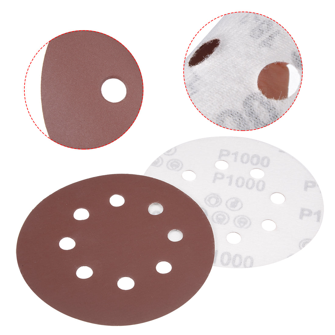 Harfington 5'' 8-hole Hook Loop Sanding Disc Flock Sandpaper