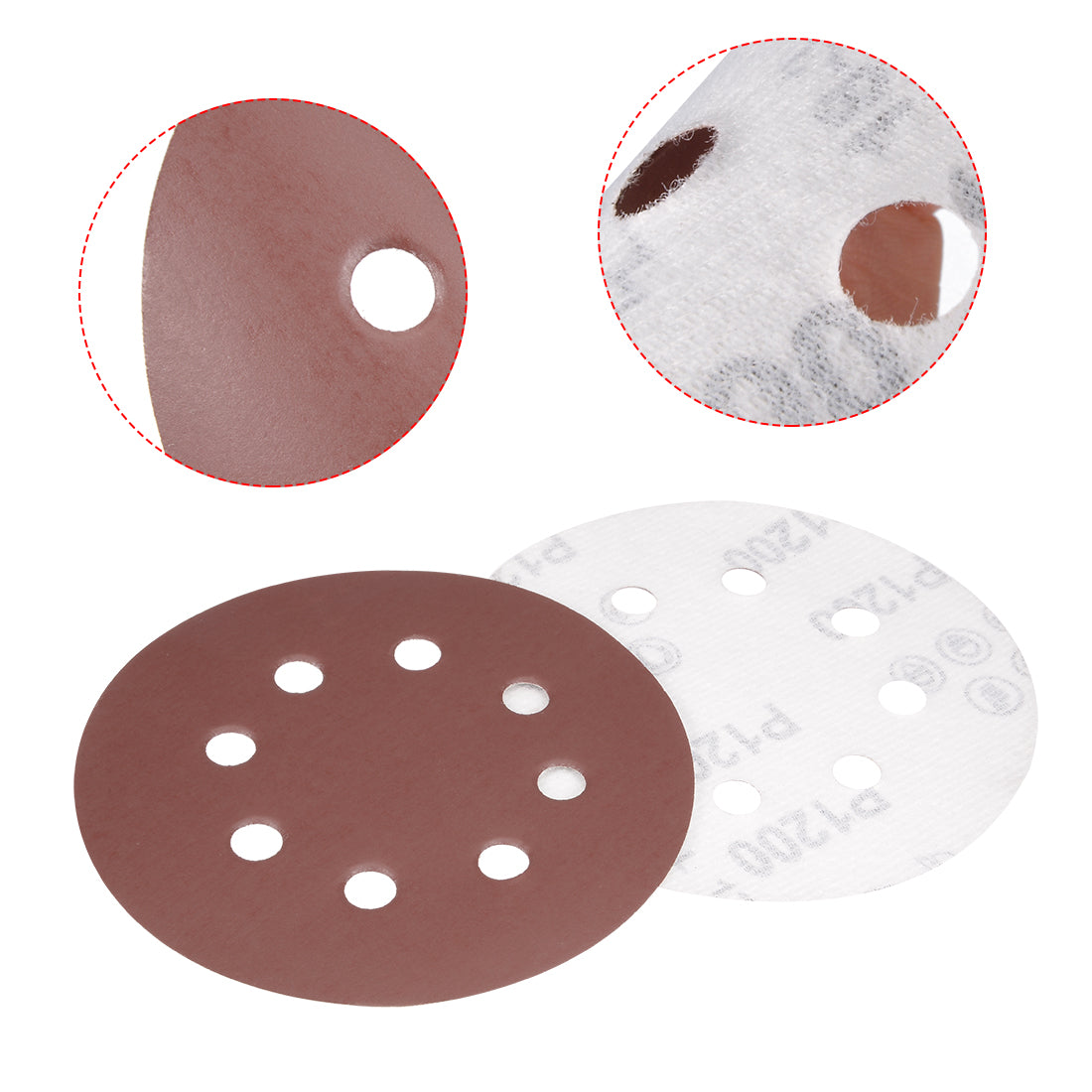 Harfington 5'' 8-hole Hook Loop Sanding Disc Flock Sandpaper