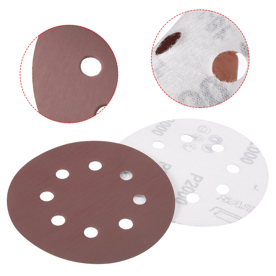 Harfington 5'' 8-hole Hook Loop Sanding Disc Flock Sandpaper