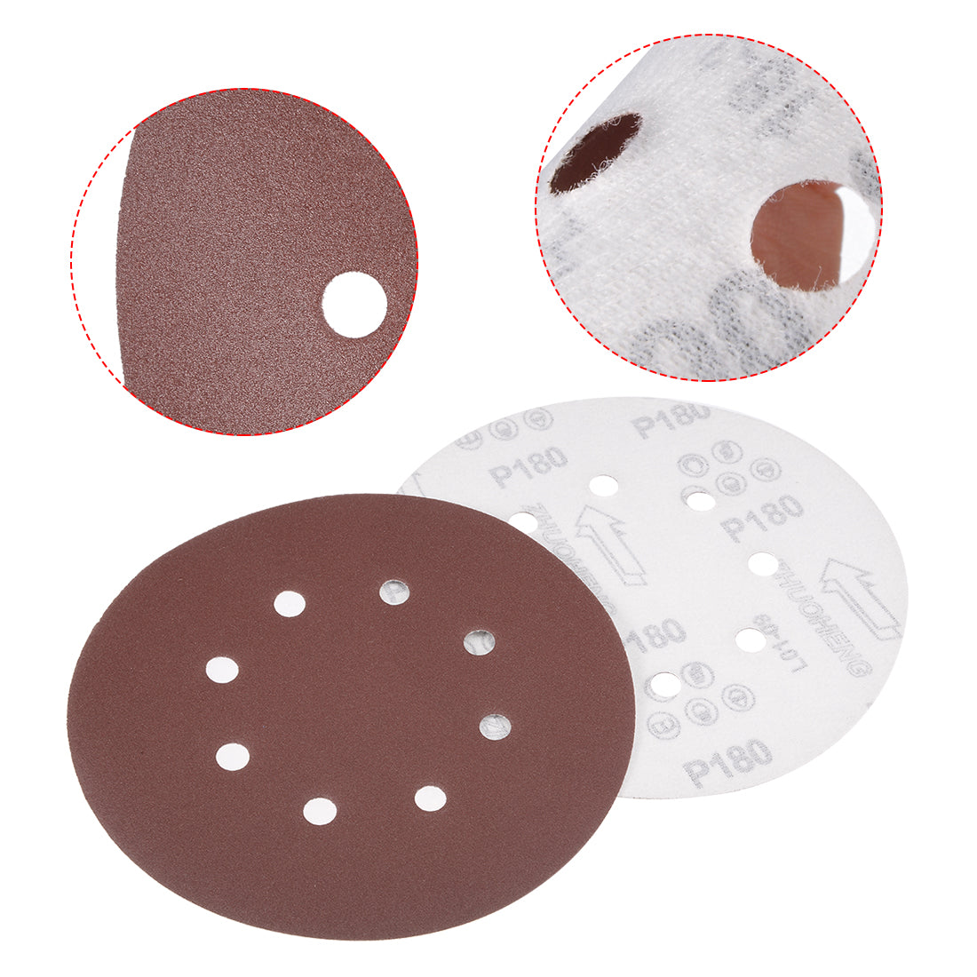 Harfington 8-hole Hook Loop Sanding Disc Flock Sandpaper