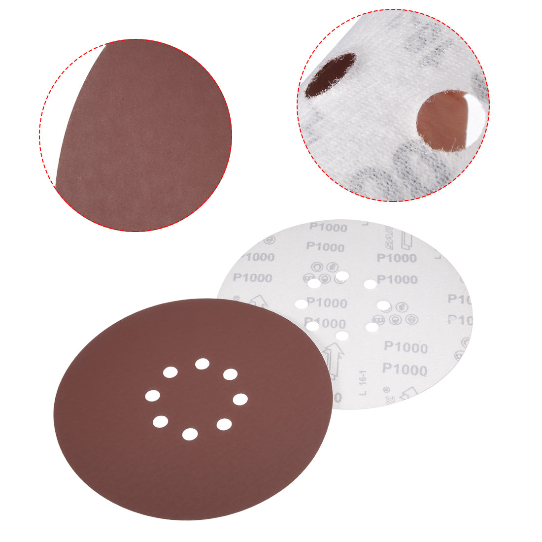 Harfington 8-hole Hook Loop Sanding Disc Flock Sandpaper