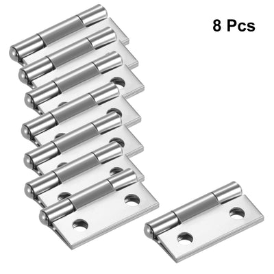 Harfington 0.98" Hinge Silver Door Closet Hinges Fittings Brushed Chrome Plain 8 pcs