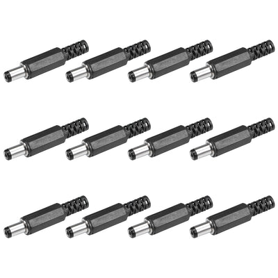 Harfington 12Pcs DC Male Connector 5.5mm x 2.5mm x 9mm Power Cable Jack Adapter Black