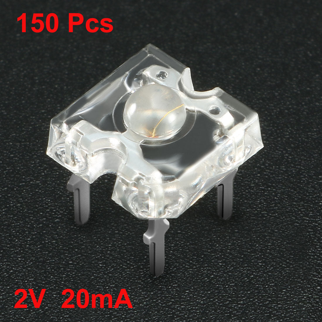 Harfington 150pcs 3mm Piranha RED LED Diode Lights Round Super Flux 4 PINS Clear 2V 20mA Bulb Lamps Electronics Components Filcker Light Emitting Diodes