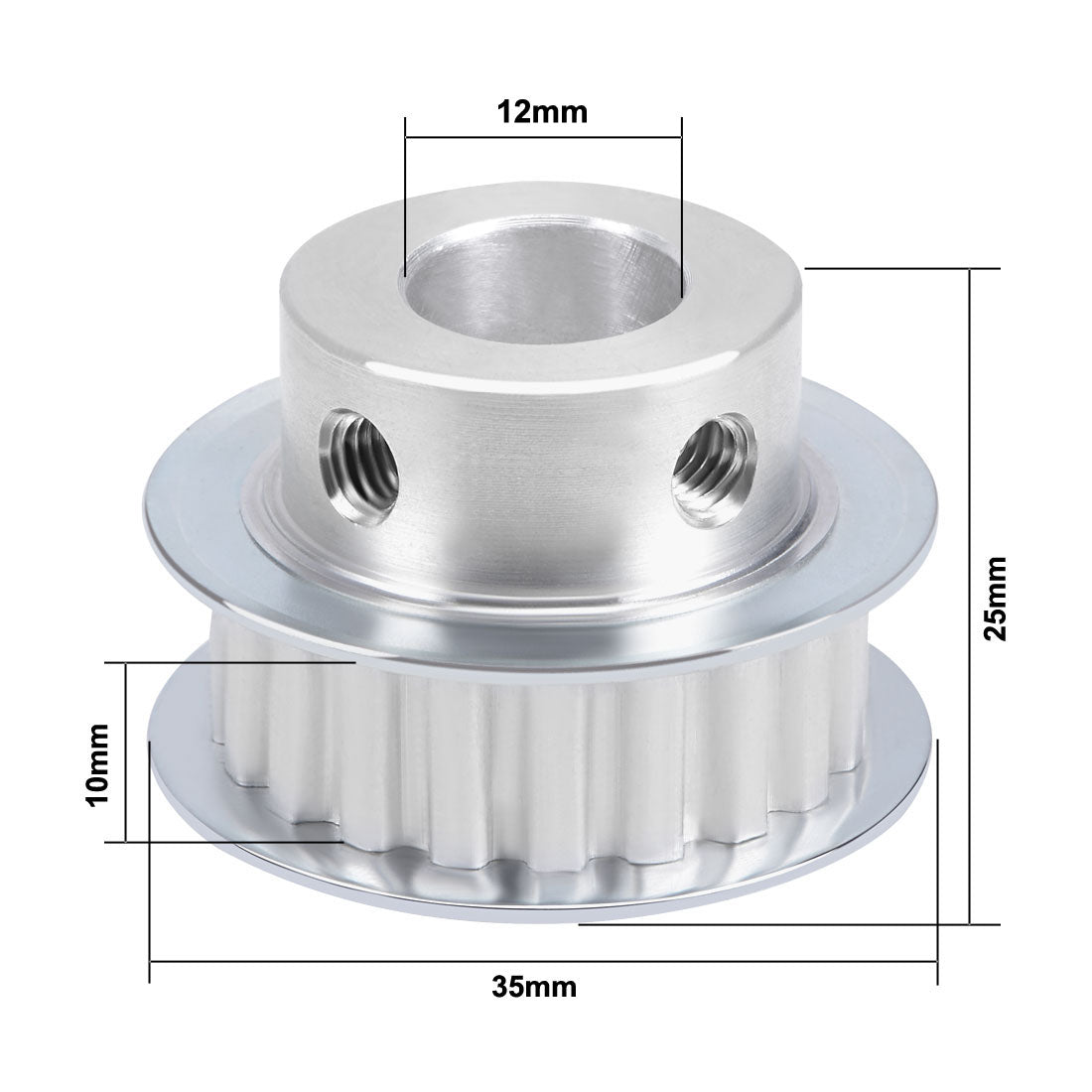 Harfington 5.08mm Pitch 20 Teeth 12mm Bore Timing Belt Pulley Flange for 10mm Belt