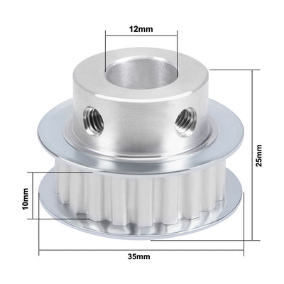 Harfington 5.08mm Pitch 20 Teeth 12mm Bore Timing Belt Pulley Flange for 10mm Belt