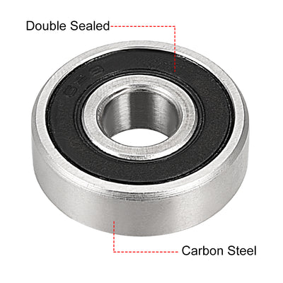 Harfington Uxcell Deep Groove Ball Bearings Metric Double Sealed Carbon Steel Z1