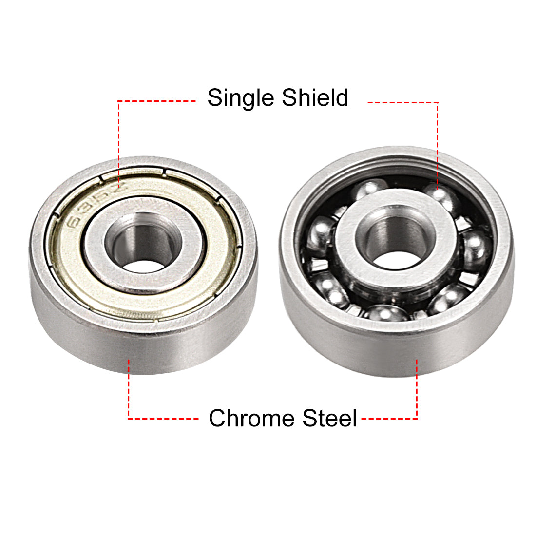 Harfington Deep Groove Ball Bearings Metric Single Shielded Chrome Steel ABEC1 Z2