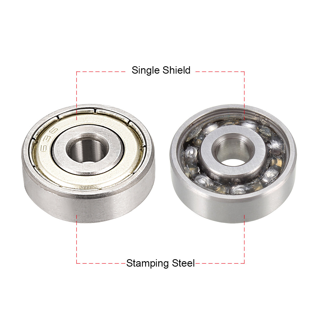 Harfington 10PCS Deep Groove Ball Bearing 636Z Single Shield, 6mmx22mmx7mm Chrome Steel Bearings