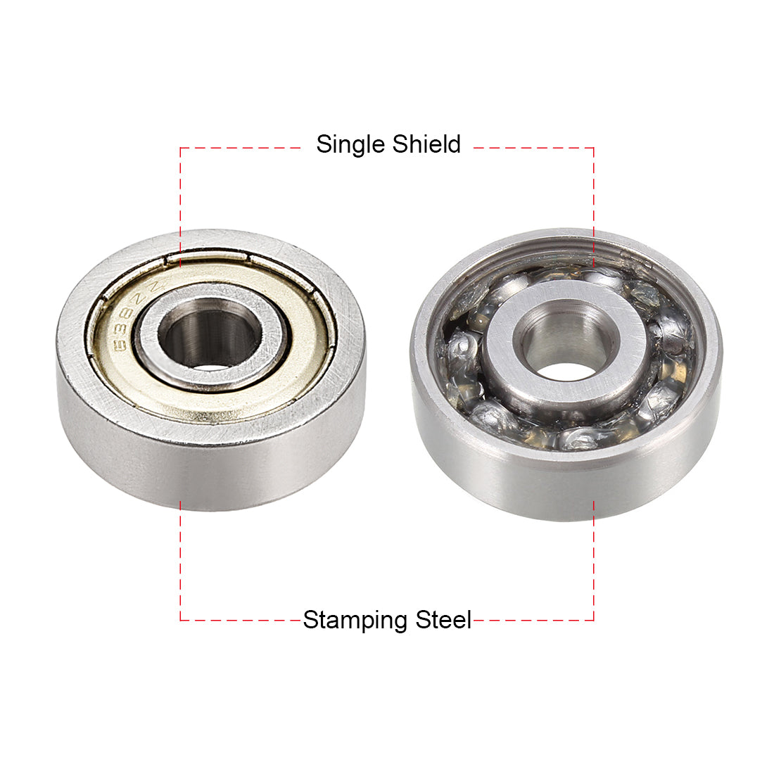 Harfington Deep Groove Ball Bearing Metric Single Shield Chrome Steel Bearings ABEC1 Z2