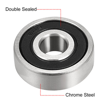 Harfington Uxcell Deep Groove Ball Bearings Metric Double Sealed Chrome Steel ABEC1