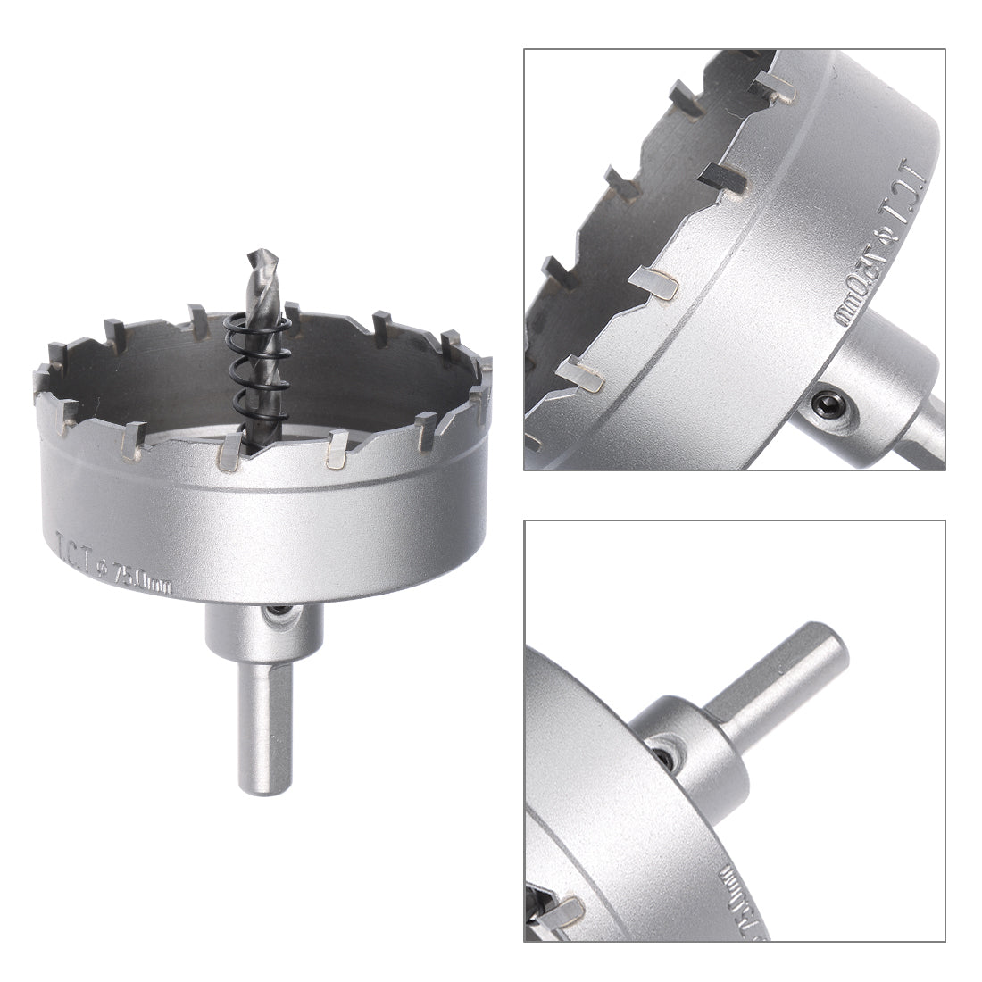 Harfington Carbide Hole Saw Cutter Drill Bit for Stainless Steel Gray