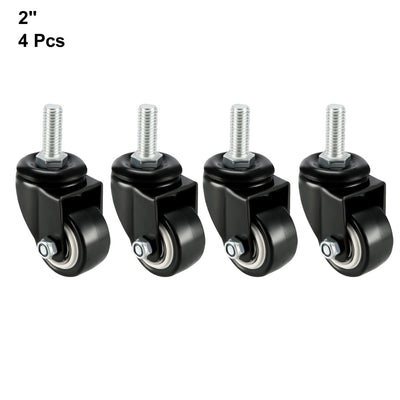 Harfington Swivel Casters 2 Inch PU M10 x 25mm Threaded Stem Swivel Caster Wheels 132lb Capacity Each , 4 Pcs