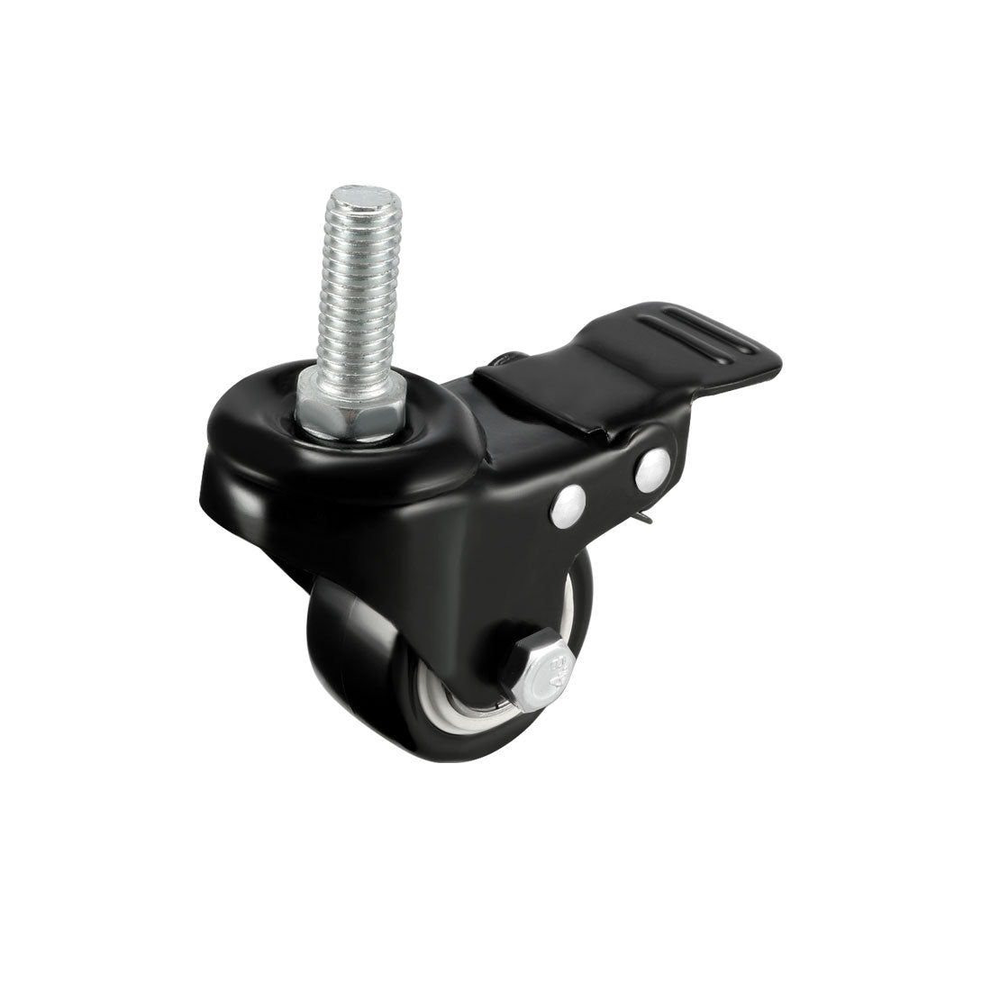 Harfington Swivel Casters 2 Inch PU M10 x 25mm Threaded Stem Swivel Caster Wheels with Brake, 132lb Capacity Each, 4 Pcs