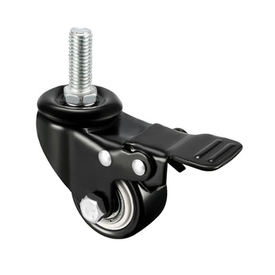 Harfington Swivel Casters 2 Inch PU M10 x 25mm Threaded Stem Swivel Caster Wheels with Brake, 132lb Capacity Each, 4 Pcs
