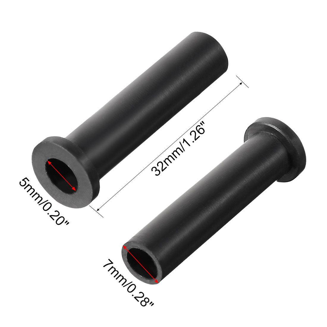 Harfington 15 Pcs PVC Strain Relief Cord Boot Protector Cable Sleeve Hose 32mm Long Black