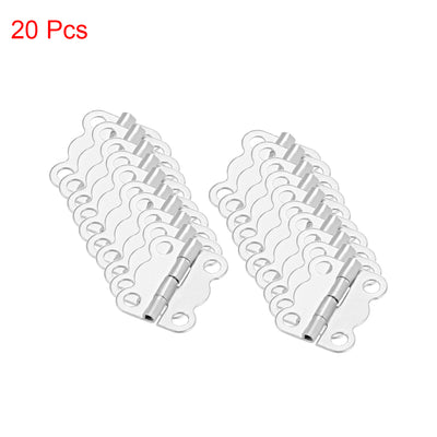 Harfington 0.63" Mini Hinges Butterfly Shape Hinge Replacement Brushed Chrome Plain 20pcs