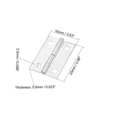 Harfington 0,98" Stoßscharnier, silberne Tür- und Schrankscharniere, Beschläge, gebürstetes Chrom, schlicht, 15 Stück