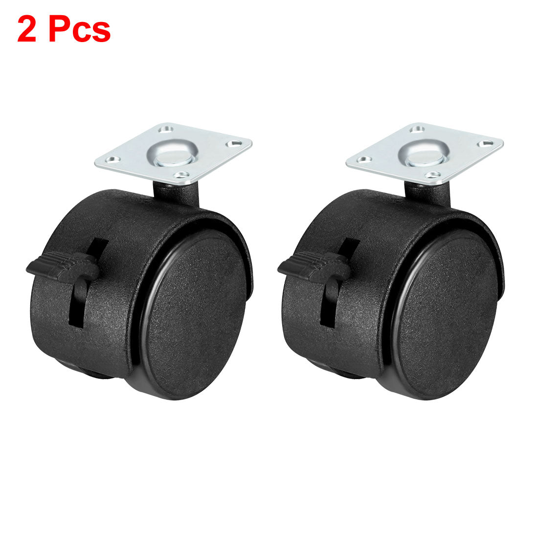 Harfington Office Chair Caster Wheels Nylon with Brake 360 Degree Top Plate LBS Capacity for Furniture Carts Workbench, Black, Pack of 2