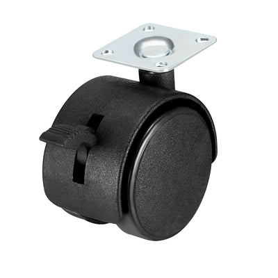 Harfington Swivel Caster Wheels 1.5 Inch Nylon 360 Degree Rotate Top Plate Mounting Caster Twin Wheel with Brake , 4 Pcs